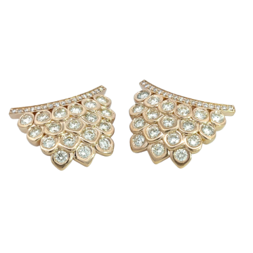 14K Yellow Gold 4.66ctw Diamond Scallop Large Fashion Earrings