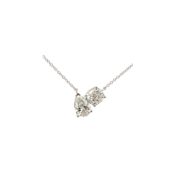 18K White Gold 2.06ctw Diamond Pendant GIA 2476237027 Pear 1.00 EVS1 EXVG None, GIA 6392366210 1.06 Cushion DVS1 EXEX Strong