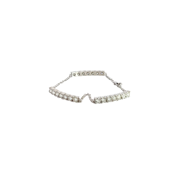 14K White Gold 2.75ctw Diamond Bar Bracelet on the chain 7"