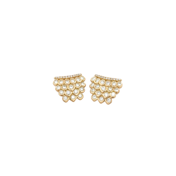 18K Yellow Gold 1.53ctw Diamond Scallop Small Fashion Earrings
