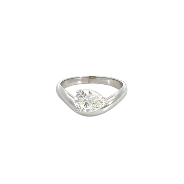 18K White Gold 1.06ctw Diamond Pear Shaped Solitaire Curved Ring GIA 15614682 Pear 1.06 FVS2 EXVG None