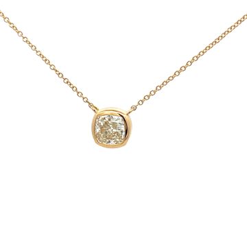 14K Yellow Gold 1.51ctw Diamond Cushion Bezel with Paper Clip Chain pendant GIA 1236860970 Cushion Modified 1.51 JSI1 VGGD None