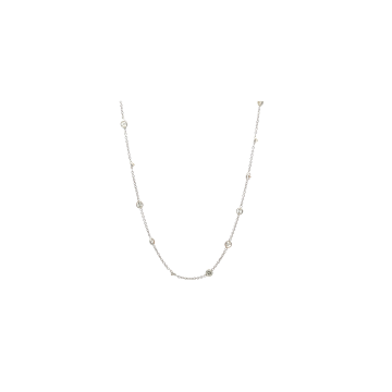 14K White Gold 2/1ctw Diamond by the Yard Necklace 18" 22 stations