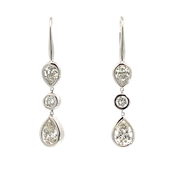 18K White Gold 1.73ctw Diamond Bezel Drop Earrings