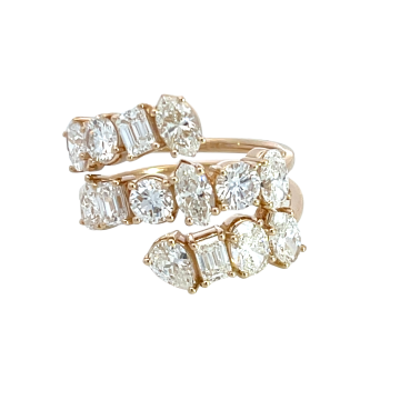 14K Yellow Gold Mix 3.37ctw Diamond 3 raw Mix shape band size 6.5