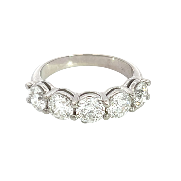 14K White Gold 2.33ctw Diamond 5 stone wedding band