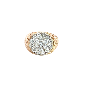 14K Yellow Gold 2/1ctw Diamond Men's Cluster Ring