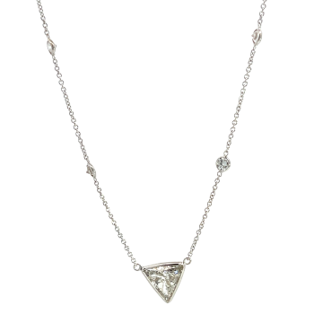 14K White Gold 2.39ctw Diamonds by the Yard Necklace with GIA 5222817570 Triangle GI2 EXGD None