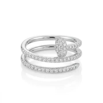 Cartier 18K White Gold .85ctw Juste un Clou Classic Model Pave Claw Ring