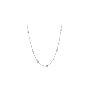 14K White Gold 3.26ctw Diamond by the Yard Mix Shape Necklace 18" 20 stations
