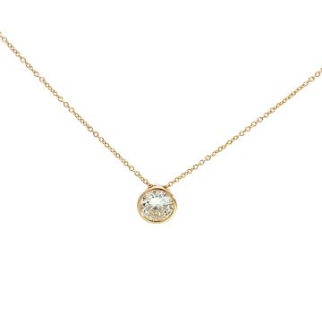 14K Yellow Gold .91ct Diamond Solitaire Slide Pendant GIA 5203477711 Round 0.91 NVS1 EXEXEX Faint