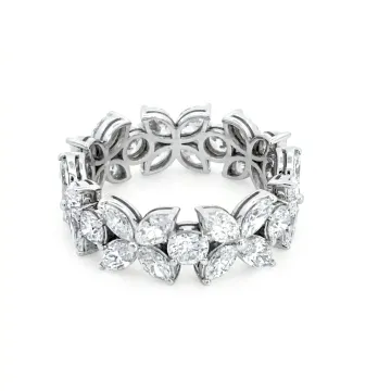 18K White Gold 3.31ctw Diamond Marquise flower cluster Eternity band