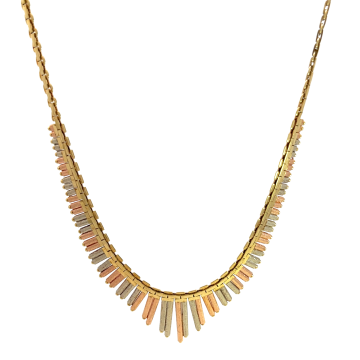 14K Tri Color Fringe Necklace