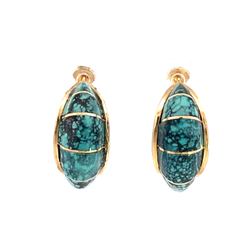 14K Gold and Aqua Stone Earrings