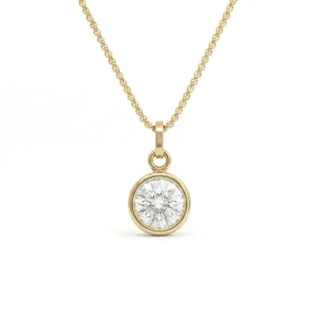 14K Yellow Gold 2.44ctw Diamond Solitaire Pendant GIA 5232572282 Circular Brilliant 2.44 LVS1 GDFA Faint