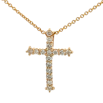 14K Yellow Gold 1/1ctw Diamond Cross Pendant