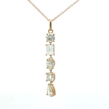 18K Yellow Gold 2.52ctw Diamond Mix Shape Drop Pendant