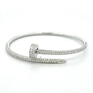 14K White Gold 1/1ctw Diamond Bangle Bracelet