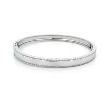 18K White Gold 2 1/4ctw Diamond Nail Bracelet - Men's Size Cartier Knockoff