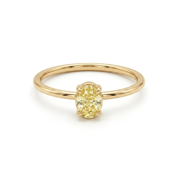 18K Yellow Gold Diamond Solitaire Ring with GIA 2316998134 Oval 0.51 Fancy Yellow I1 EXVG Faint