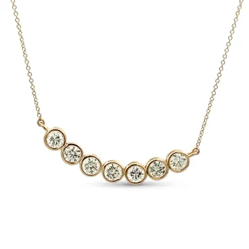 14K Yellow Gold 1.82ctw Diamond Bezel 7-Stone Smile Necklace