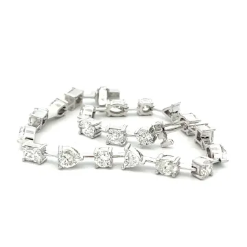 14K White Gold 7.56ctw Fancy Shape Diamond Bracelet 21 stones