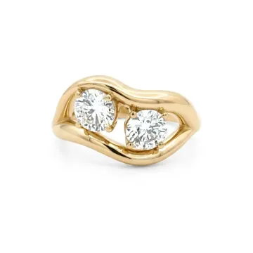 18K Yellow Gold 1.43ctw Diamond Fashion Ring GIA 1232923582 Round .70 ISI1 EXEXEX None GIA 6233923859 Round .73 ISI2 EXEXEX None