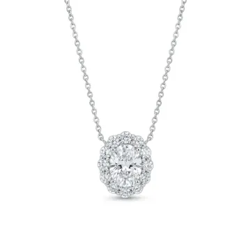 18K White Gold 1.47ctw Diamond Pendant with GIA 13551491 1.02 Oval DVS2 GDGD None center