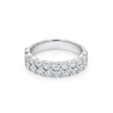 18K White Gold 1.14ctw Diamond Marquise Double Row Eternity Band