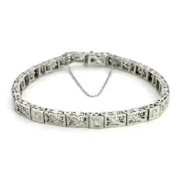 14K White Gold .15ctw Diamond Vintage Bracelet