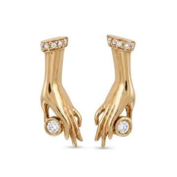 14K Yellow Gold 1/2ctw Diamond Hand Earrings