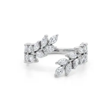 14K White Gold 1.20ctw Diamond Marquise Vine Ring
