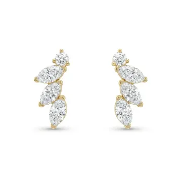 14K Yellow Gold 2.03ctw Diamond Marquise Ivy Climber Earrings