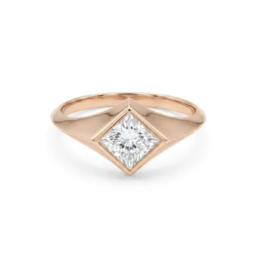18K Yellow Gold 1.01ct Princess Diamond Knife Edge Ring
