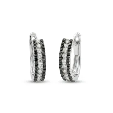 14K White Gold 1/2ctw White Diamond and Black Diamond Earrings