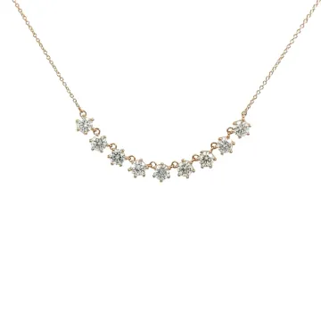 14K Yellow Gold Buttercup Prong Bar Necklace 2 3/4ctw