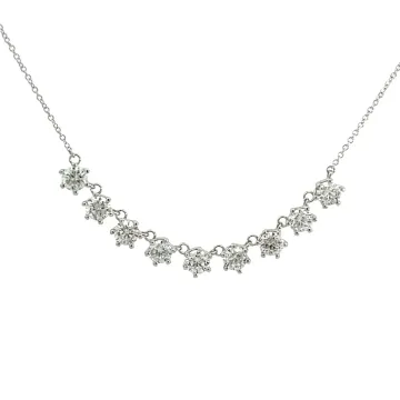 14K White Gold Buttercup Prong Bar Necklace 2 3/4ctw