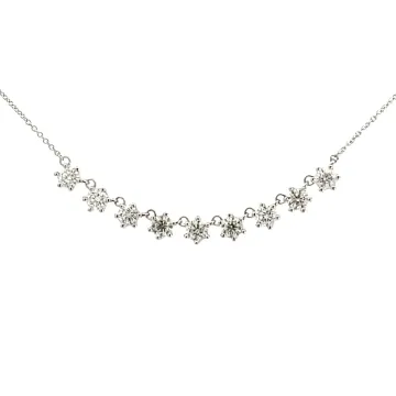 14K White Gold Buttercup Prong Bar Necklace 2/1ctw