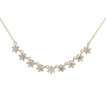14K Yellow Gold Buttercup Prong Bar Necklace 2/1ctw