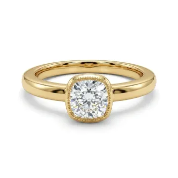 18K Yellow Gold .88ct Old Euro Diamond Milgrain Solitiare Ring