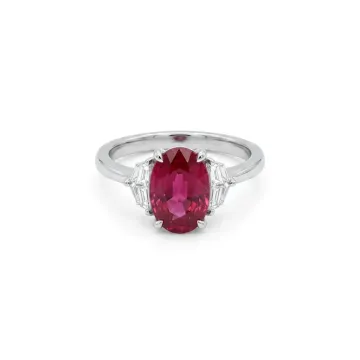 PLATINUM 0.41ctw Diamond and 3.06ctw Ruby Engagement ring