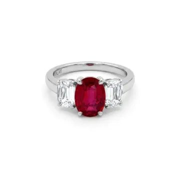 PLATINUM 1.04ctw Diamond and 2.07ctw Ruby Engagement Ring