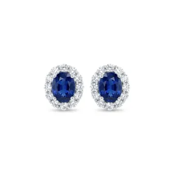 18k White Gold .83ctw Diamond 1.68ctw Sapphire Earrings