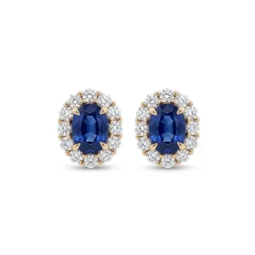 18k Yellow Gold .83ctw Diamond 1.49ctw Sapphire Earrings