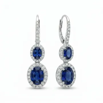 18k White Gold 1.46ctw Diamond 1.65ctw Sapphire 1.13ctw Sapphire Earrings