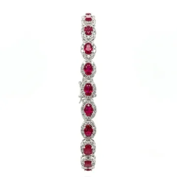 14k White Gold 3.08ctw Diamond 6.43ctw Ruby Bracelet