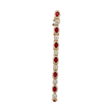 14k Yellow Gold 1.55ctw Diamond 3.67ctw Ruby Bracelet