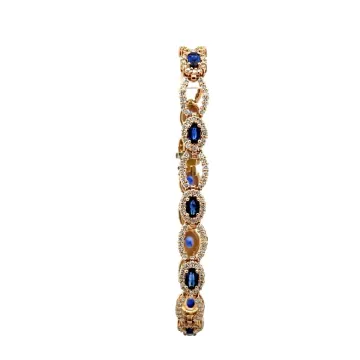 14k Yellow Gold 3.06ctw Diamond 3.60ctw Sapphire Bracelet