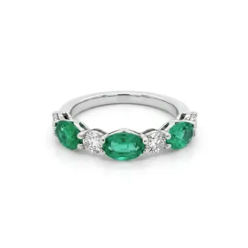 14k White Gold .61ctw Diamond 1.27ctw Emerald Ring