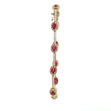 14K Yellow Gold 1.74ctw Diamond 2.84ctw Ruby Bracelet
